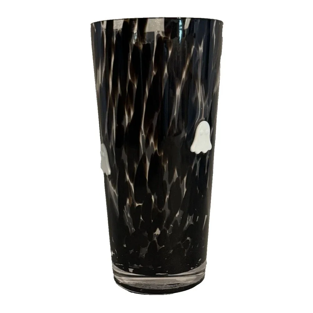 Way to Celebrate Glass Cocktail Shaker in a black tie-dye finish w/ ghost charms